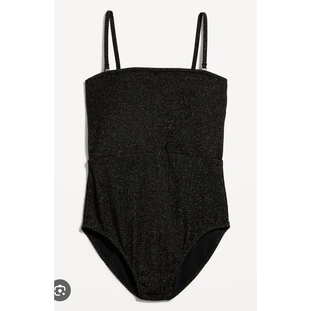 Old Navy Convertible Metallic Shine One-Piece Swimsuit Plus Size 2X Black Gold